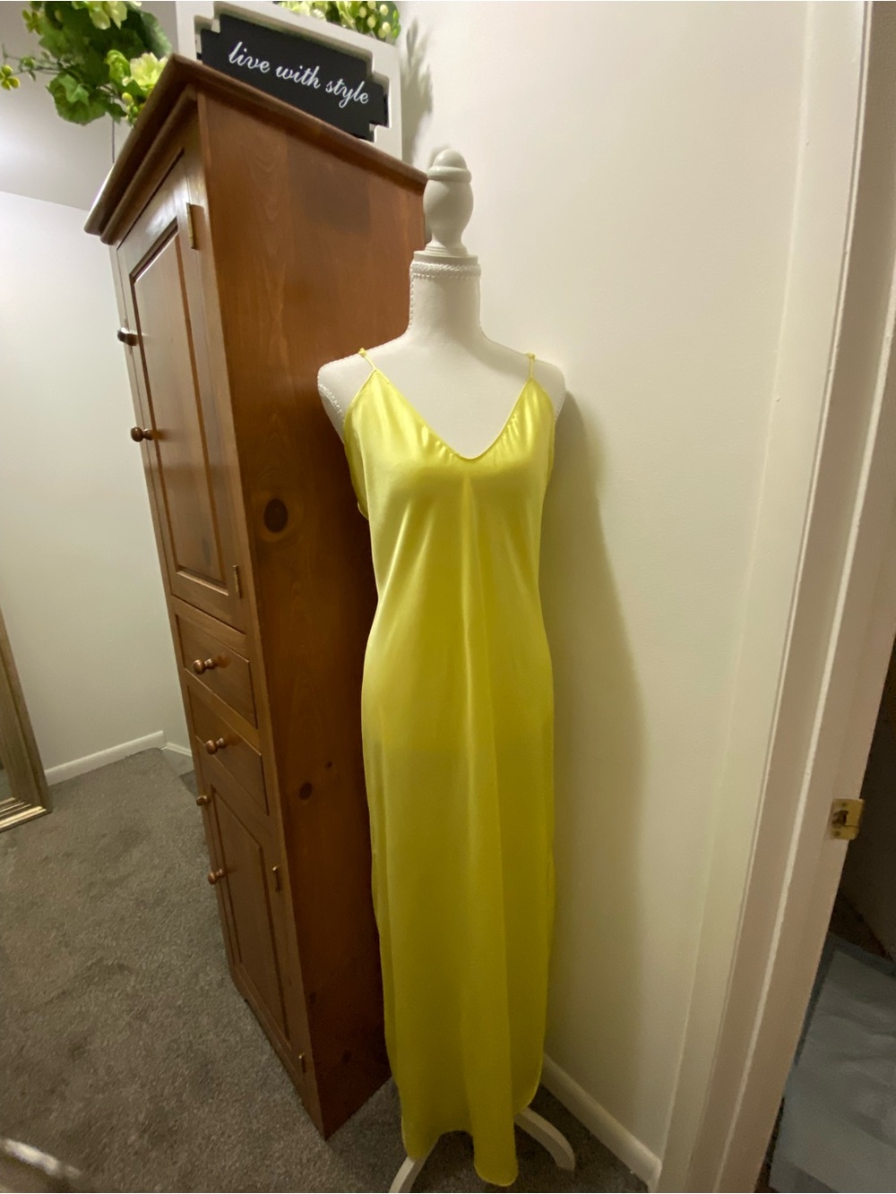 Banana Republic Yellow Satin Slip Dress